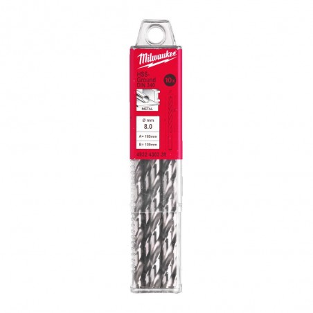 KRÓTKIE WIERTŁA DO METALU - 10 SZTUK MILWAUKEE HSS-G