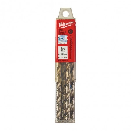 KRÓTKIE WIERTŁA DO METALU - 10 SZTUK MILWAUKEE HSS-G