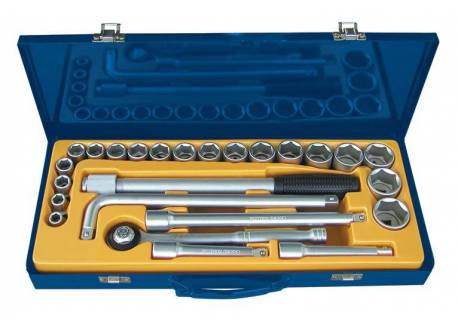 Zestaw 25 części kluczy nasadowych 1/2" S&R Power w walizce