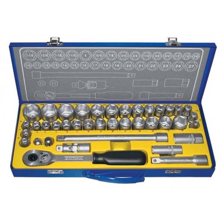 Zestaw 39 części kluczy nasadowych 1/2" S&R Power w walizce