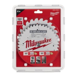 Zestaw tarcz do drewna 165 x 5/8''  Twin pack (24z./40z) Milwaukee 2 szt.