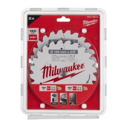 Zestaw tarcz do drewna 165 x 5/8''  Twin pack (2 x 24 zęby) Milwaukee 2 szt.