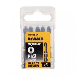 Końcówki udarowe wkrętarskie TORSION 5 X PH2 DeWalt DT7998T 5 szt.