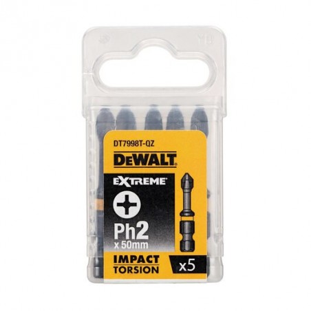 Końcówki udarowe wkrętarskie TORSION 5 X PH2 DeWalt DT7998T 5 szt.