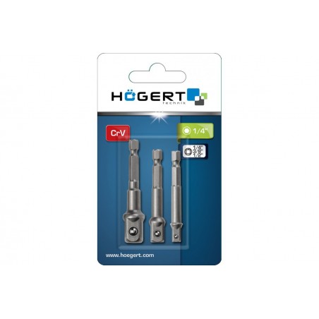 Adapter do nasadek, uchwyt wiertarkowy, 1/4, 3/8, 1/2 cala Hogert HT1S445