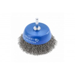 Szczotka czołowa z trzpieniem 75 mm drut ze stali nierdzewnej 0,3 mm Hogert HT7D704
