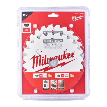 Zestaw tarcz do drewna 190x30 mm Twin Pack Milwaukee 2 szt.