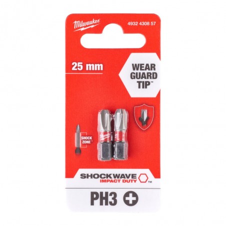 Bit udarowy 25 mm PH 3 Shockwave Heavy Duty Milwaukee
