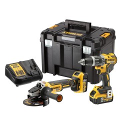 Zestaw DeWalt 18V Wkrętarka udarowa DCD796 + Szlifierka kątowa DCG405 + 2x5Ah + TSTAK VI
