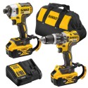 Zestaw DeWalt 18V Wkrętarka DCD796 + Zakrętarka DCF887 + 2x5Ah + Torba