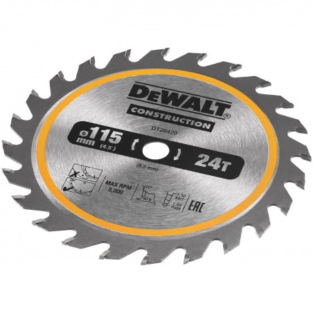 Tarcza tnąca do drewna 115x9,5mm 24Z DeWalt DT20420