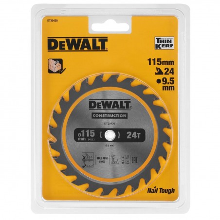 Tarcza tnąca do drewna 115x9,5mm 24Z DeWalt DT20420