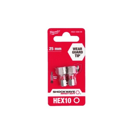 Bity Shockwave HEX10 25mm Milwaukee 2 szt.
