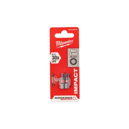 Bit udarowy HEX 4 x 25mm Milwaukee Shockwave Impact Duty 2 szt