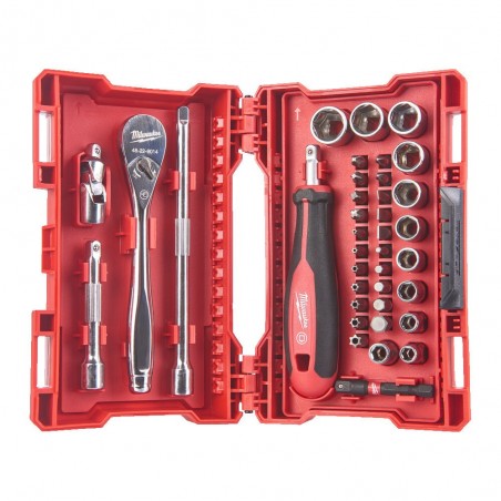 Zestaw nasadek 1/4" z grzechotką i bitami Milwaukee