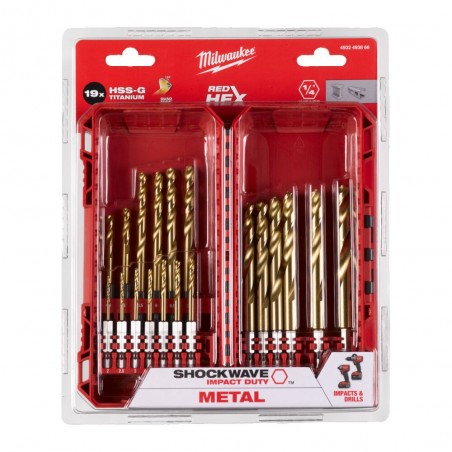 Zestaw wierteł do metalu HSS-G Milwaukee 19 szt