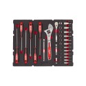 Wkładka do szuflad Packout z nasadkami, wkrętakami oraz z  kluczem nastawnym Milwaukee 35 el