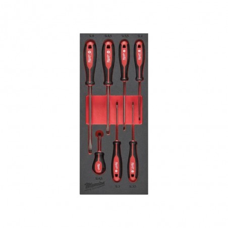 Wkładka piankowa z wkrętakami SL 3 - 8 mm do wózków narzędziowych Milwaukee 7 szt