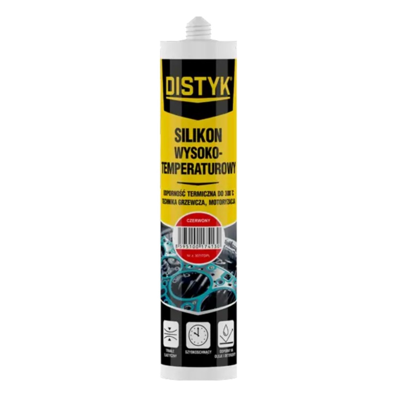 Silikon wysokotemperaturowy czerwony 280 ml Den Braven Distyk 30717DPL