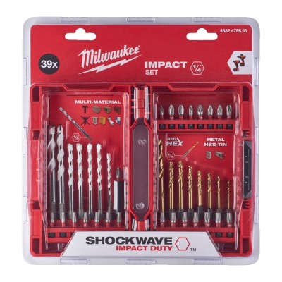 Zestaw bitów i wierteł do metalu 39szt Milwaukee Shockwave