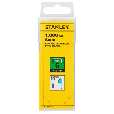 Zszywki ze stali nierdzewnej G 6mm 1000szt Stanley TRA704SST-0