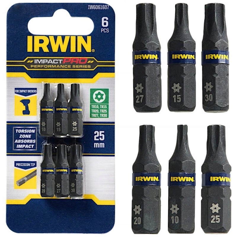 Bity udarowe TORX TR 10-30 25mm Zestaw 6szt Irwin IW6061607