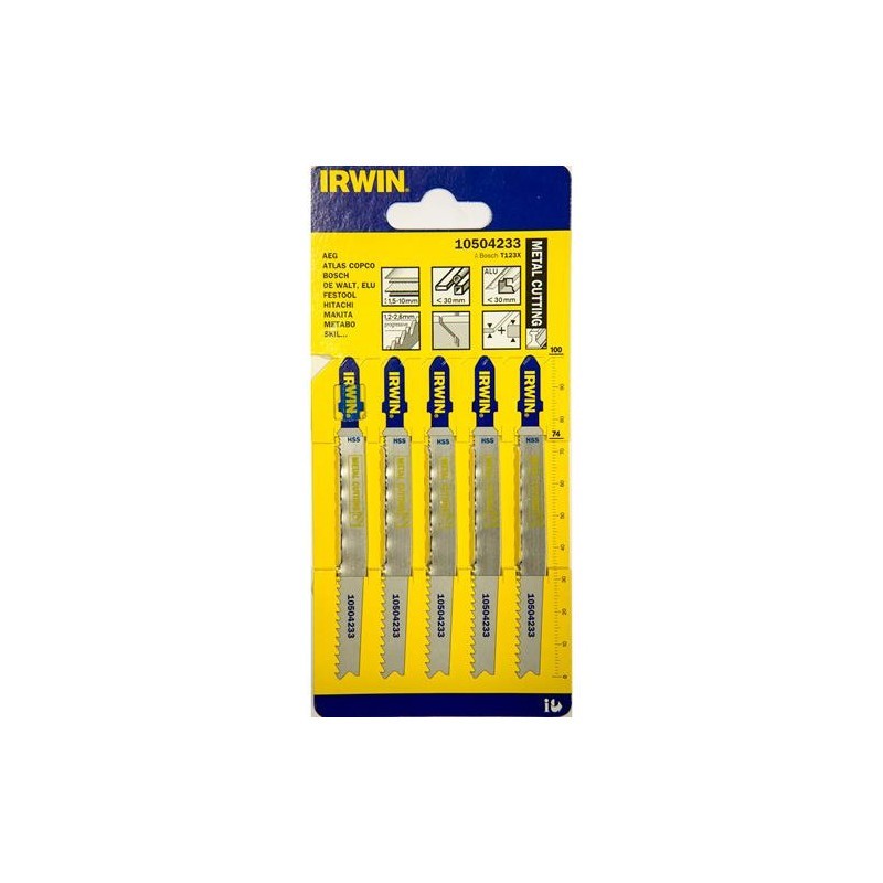 Brzeszczoty do wyrzynarki 5szt. 100mm T123X IRWIN 10504233