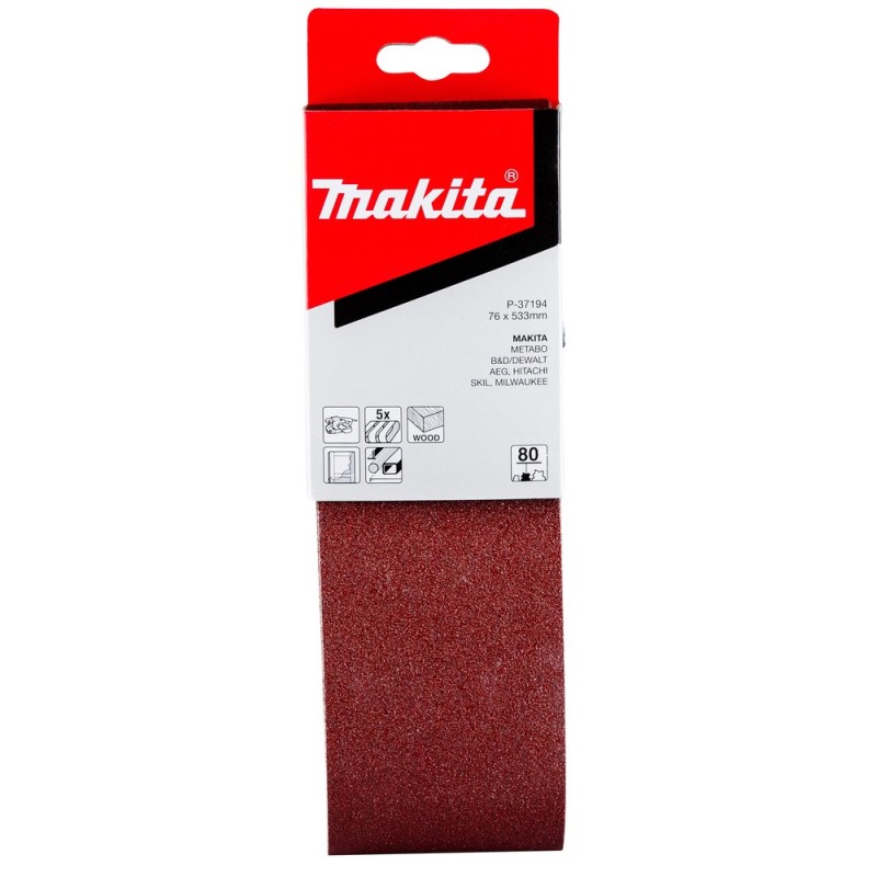 Taśma szlifierska 76 x 533 mm, 80G, 5 szt MAKITA P-37194