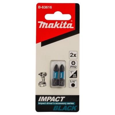 Końcówka wkrętakowa Impact Black, PH2, 25 mm, 2 szt MAKITA B-63616