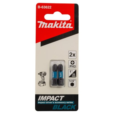 Końcówka wkrętakowa Impact Black, PH2, 25 mm, 2 szt MAKITA B-63616