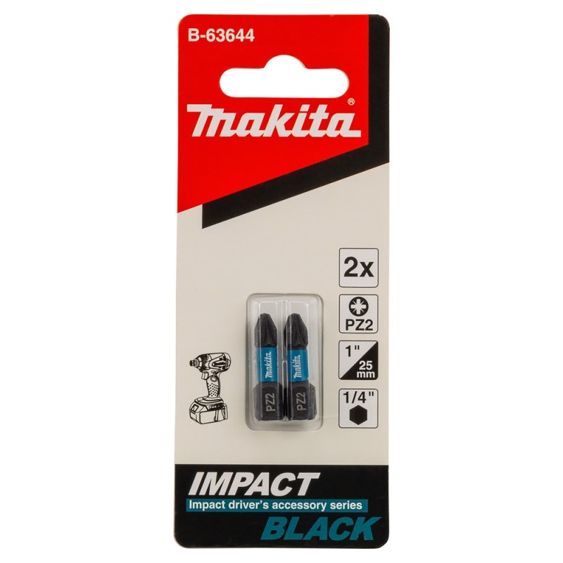 Końcówka wkrętakowa Impact Black, PH2, 25 mm, 2 szt MAKITA B-63616