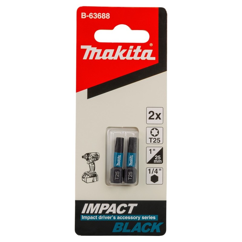 Końcówka wkrętakowa Impact Black, PH2, 25 mm, 2 szt MAKITA B-63616