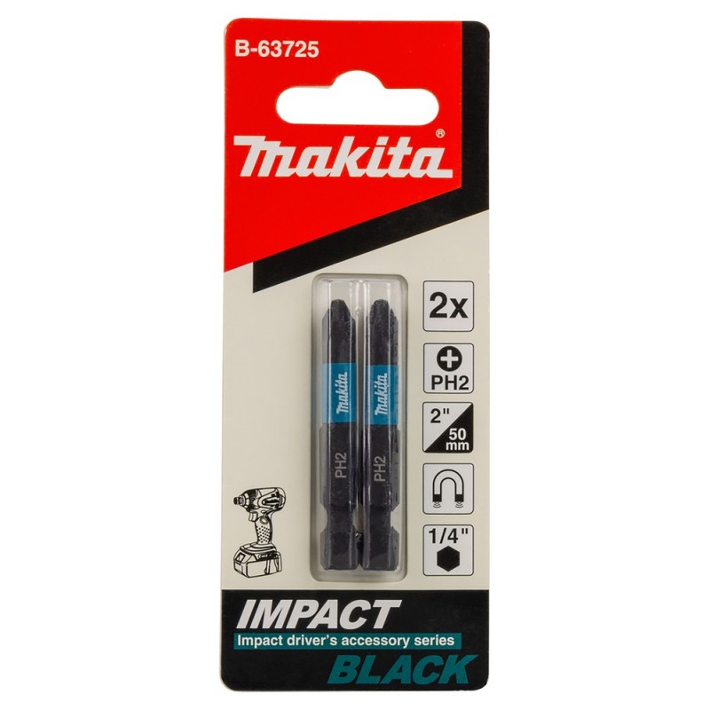 Końcówka wkrętakowa Impact Black, PH2, 25 mm, 2 szt MAKITA B-63616