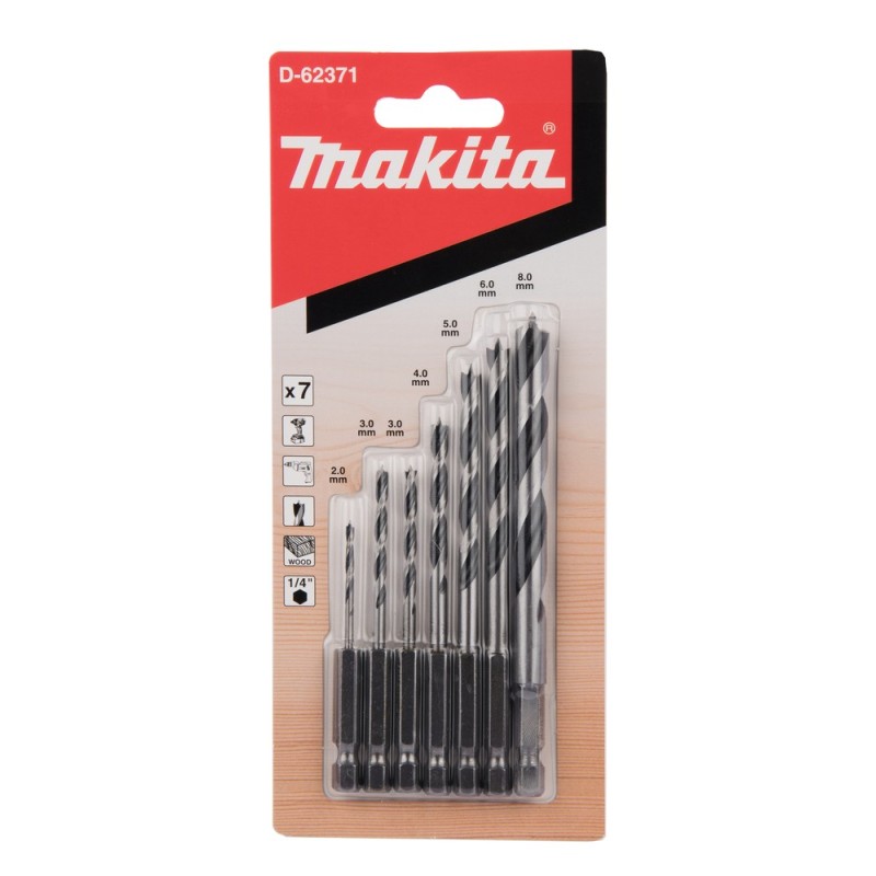 Zestaw wierteł do drewna 1/4'', 7 szt. MAKITA D-62371