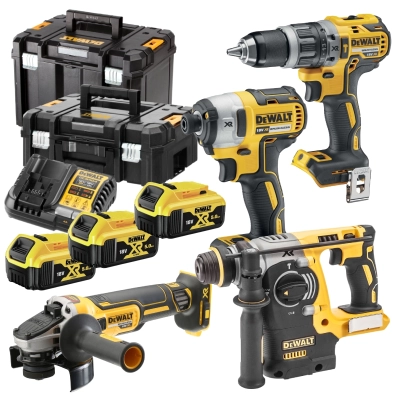 Zestaw narzędzi DeWalt wkrętarka zakrętarka szlifierka młotowiertarka 18V 5Ah DCK422P3T