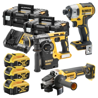 Zestaw narzędzi DeWalt zakrętarka szlifierka młotowiertarka 18V 5Ah DCK305P3T