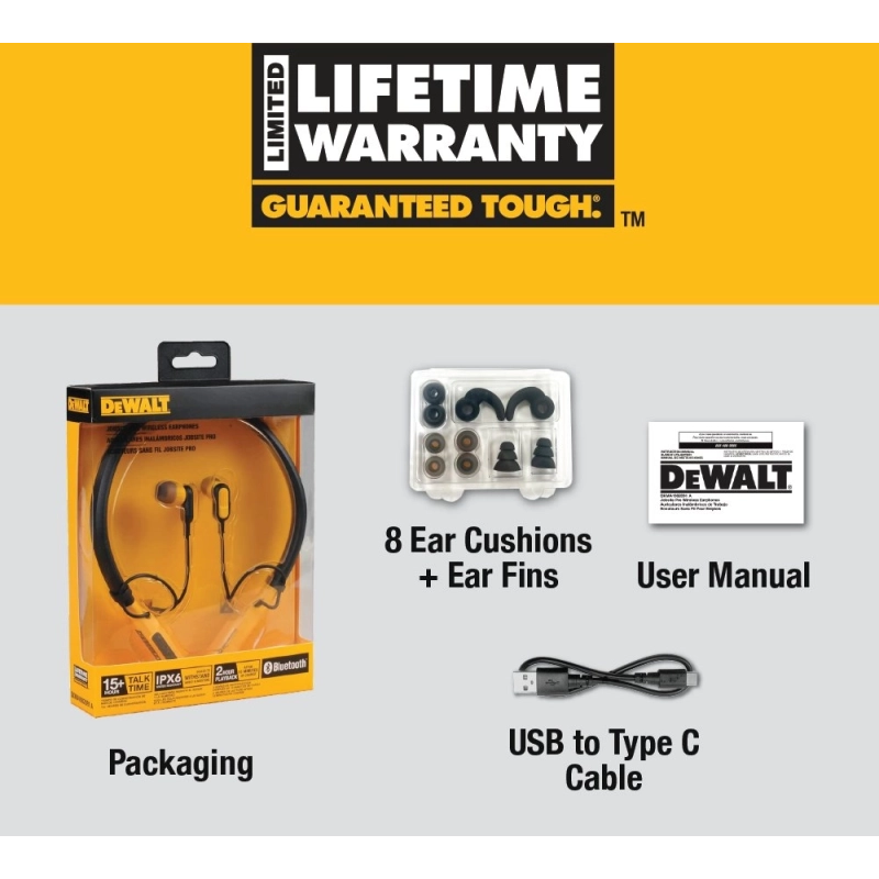copy of Słuchawki douszne EarBuds  Bluetooth 5.0  ANC  IPX6 Dewalt DXMA190-2092-DWG