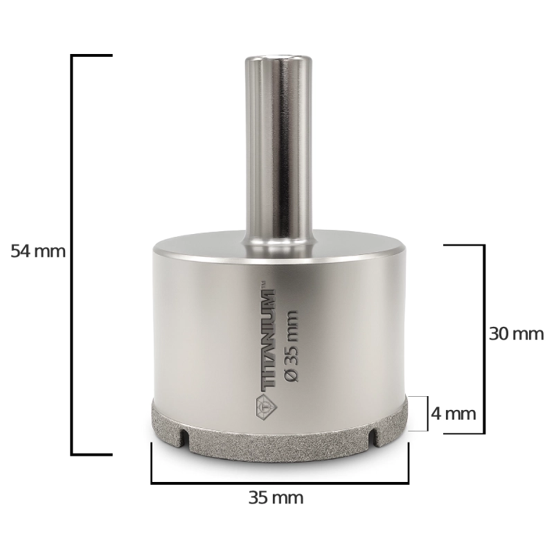 Wiertło diamentowe otwornica do gresu płytek szkła 35 mm Titanium CERAMIX Wiertło diamentowe otwornica do gresu płytek szkła 35 mm Titanium CERAMIX