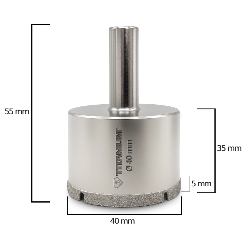 Wiertło diamentowe otwornica do gresu płytek szkła 40 mm Titanium CERAMIX Wiertło diamentowe otwornica do gresu płytek szkła 40 mm Titanium CERAMIX