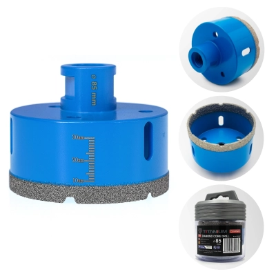 Wiertło diamentowe otwornica do gresu ceramiki na sucho 85 mm M14 Titanium CERAMAX
