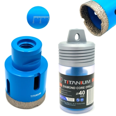 Wiertło diamentowe otwornica do gresu ceramiki na sucho 40 mm M14 Titanium CERAMAX