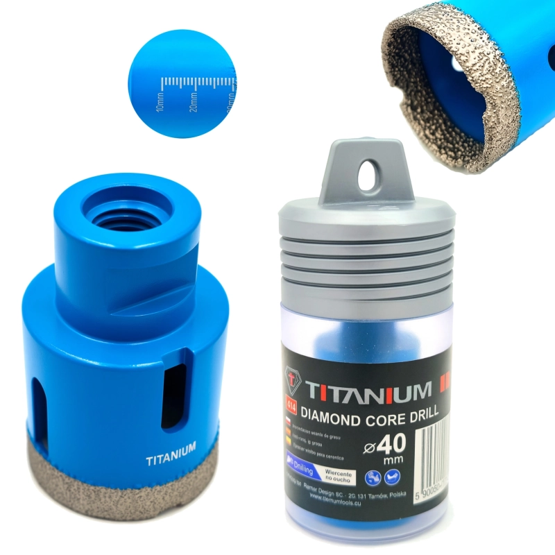 Wiertło diamentowe otwornica do gresu ceramiki na sucho 40 mm M14 Titanium CERAMAX