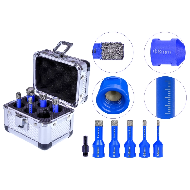 Wiertło diamentowe otwornica do gresu ceramiki na sucho zestaw 6-14 mm M14 Titanium CERAMAX