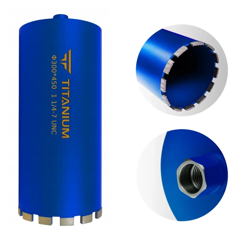 Wiertło diamentowe koronowe otwornica do betonu 300mm 450mm 1 1/4 UNC TITANIUM