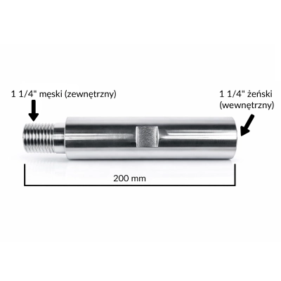Przedłużka stalowa do wierteł koronowych 1 1/4" UNC 20cm TITANIUM