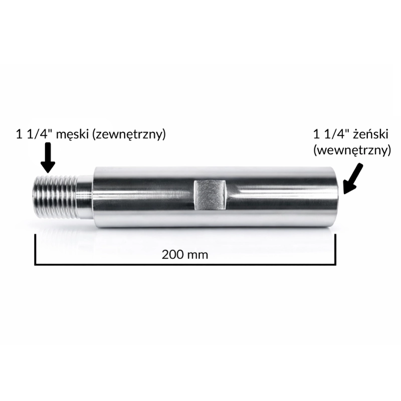 Przedłużka stalowa do wierteł koronowych 1 1/4" UNC 20cm TITANIUM
