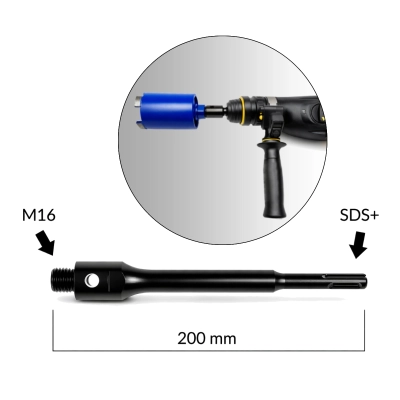 Adapter przejściówka do młotowiertarki M16 na SDS+ 200mm TITANIUM