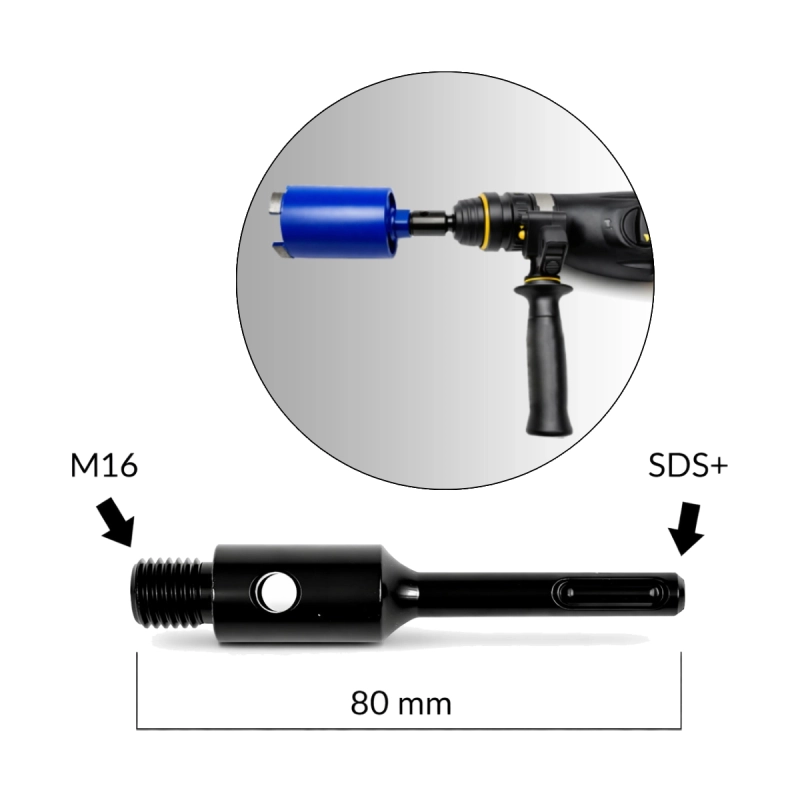 Adapter przejściówka do młotowiertarki M16 na SDS+ 80mm TITANIUM