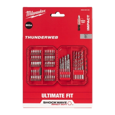 Zestaw bitów udarowych Shockwave i wierteł Milwaukee 80szt.