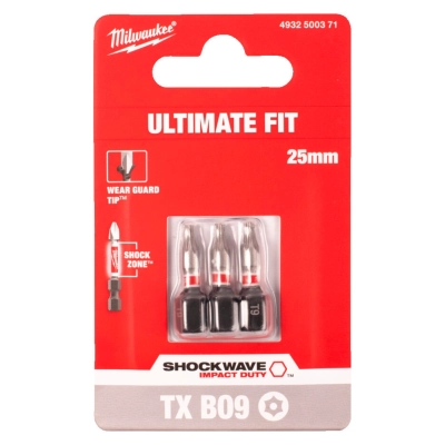 Bit udarowy Torx TX BO 9 25mm Milwaukee Shockwave Impact Duty 3szt.